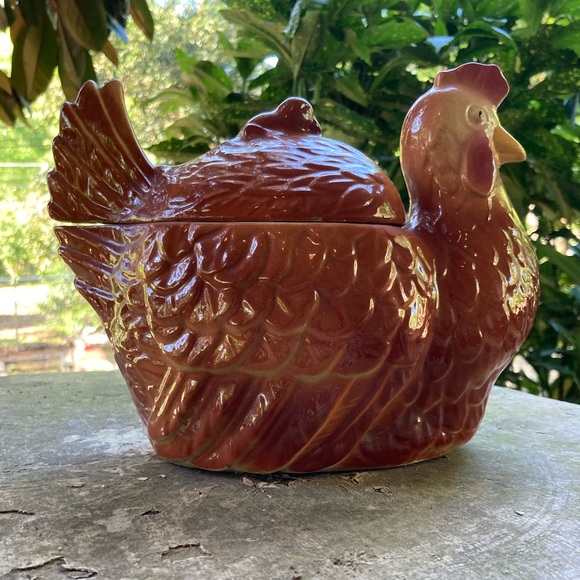 Vintage Porcelain Hen Rare Container Bowl